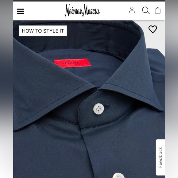Men's Isaia Broadcloth Dress Shirt - navy - neck size 16 in/41 cm
